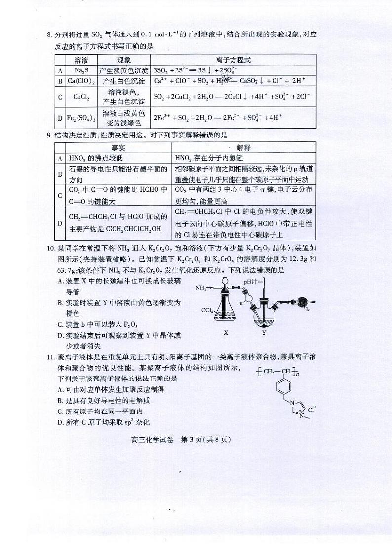 湖北省“宜荆荆恩”2025+届高三上学期9月起点考试化学试卷03