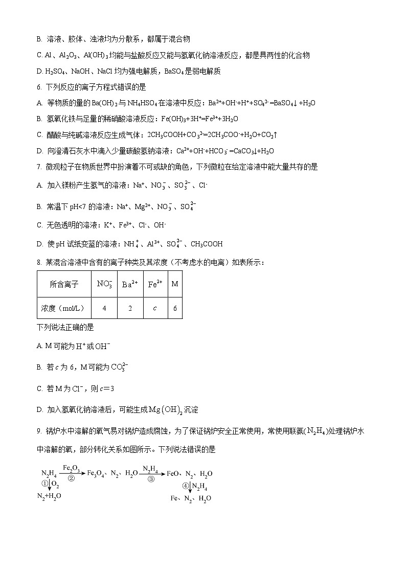 陕西省咸阳市武功县普集高级中学2024-2025学年高三上学期开学考试化学试题（原卷版）02