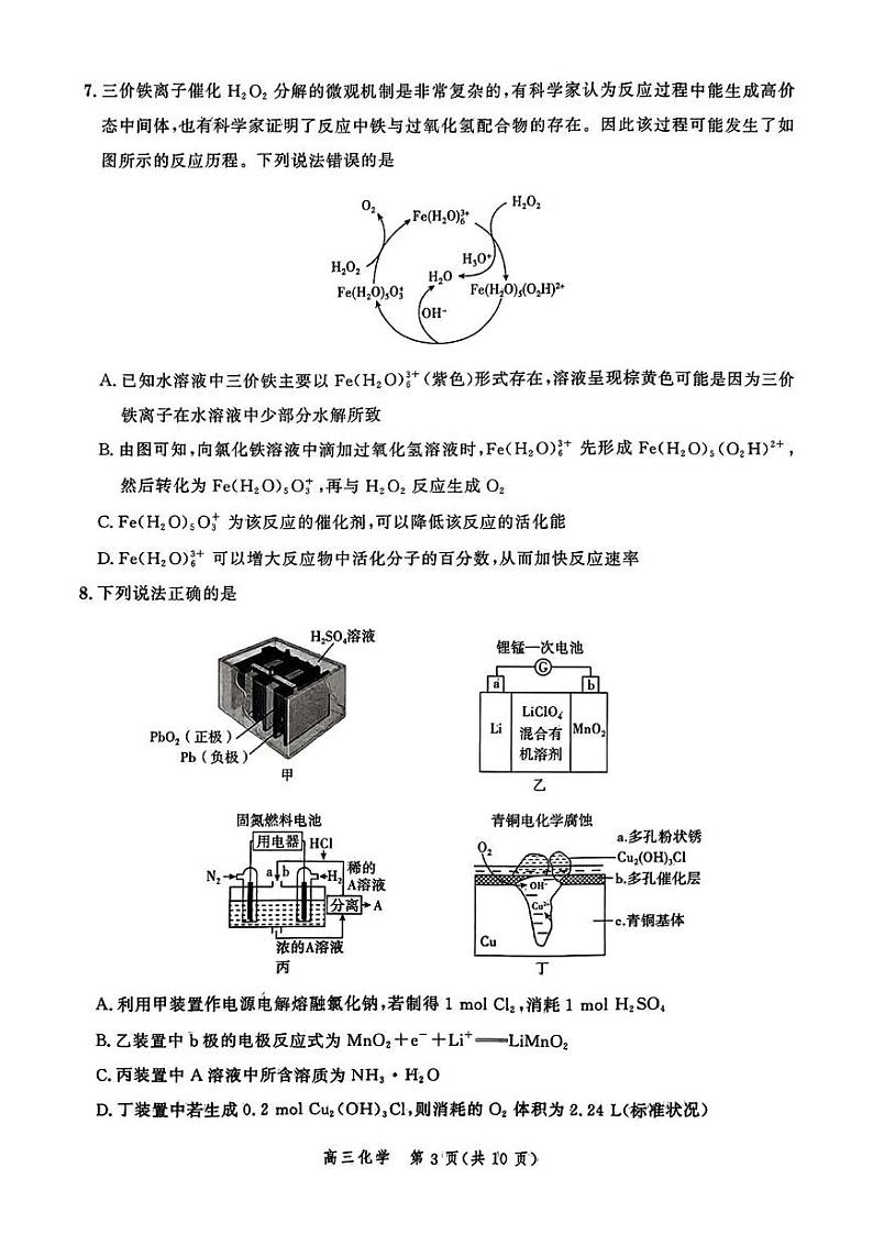化学丨河北省2025届高三大数据9月应用调研联合测评（Ⅰ）化学试卷及答案03