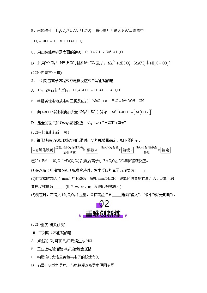 2025年高考化学一轮复习讲练测第02讲离子反应、离子方程式（练习）新教材新高考）含解析答案03