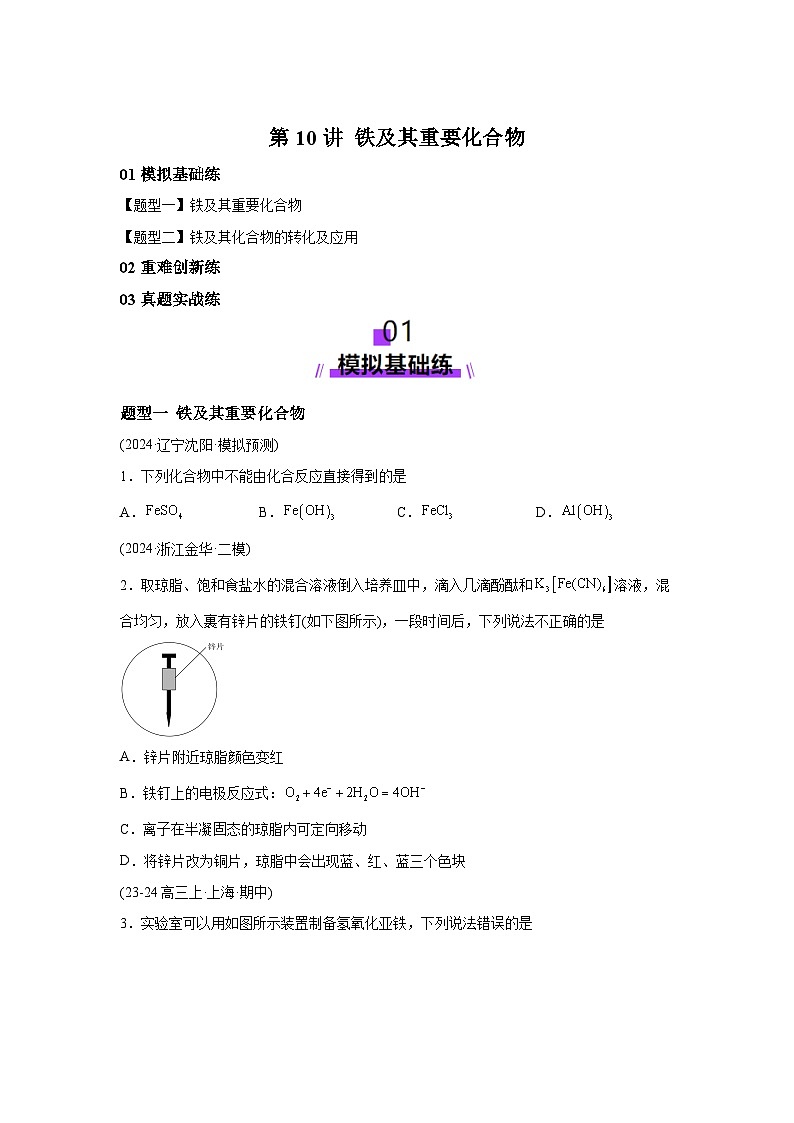 2025年高考化学一轮复习讲练测第02讲铁及其重要化合物（新教材新高考）含解析答案01