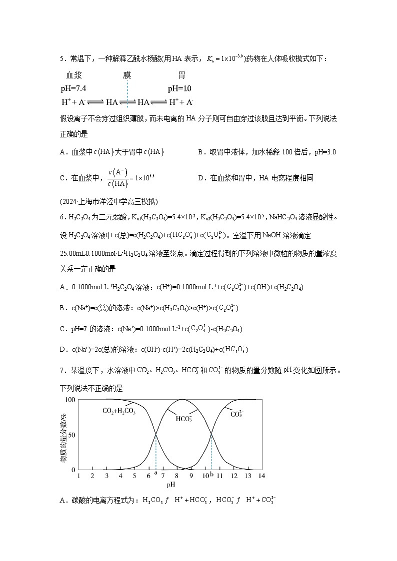 2025年高考化学一轮复习讲练测第八章水溶液中的离子反应与平衡（测试）（新教材新高考）含解析答案03