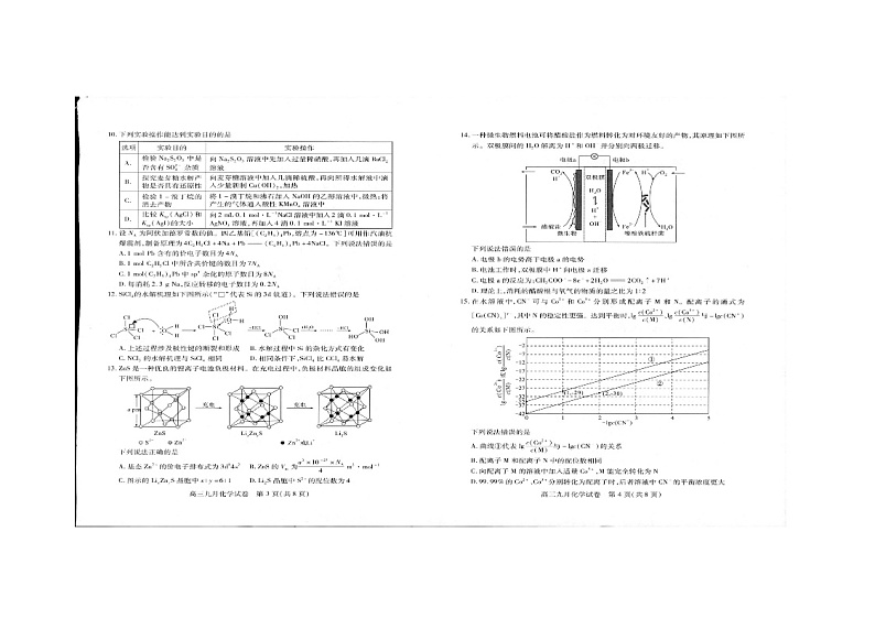湖北省武汉市2025届高三上学期9月调研考试+化学试卷02