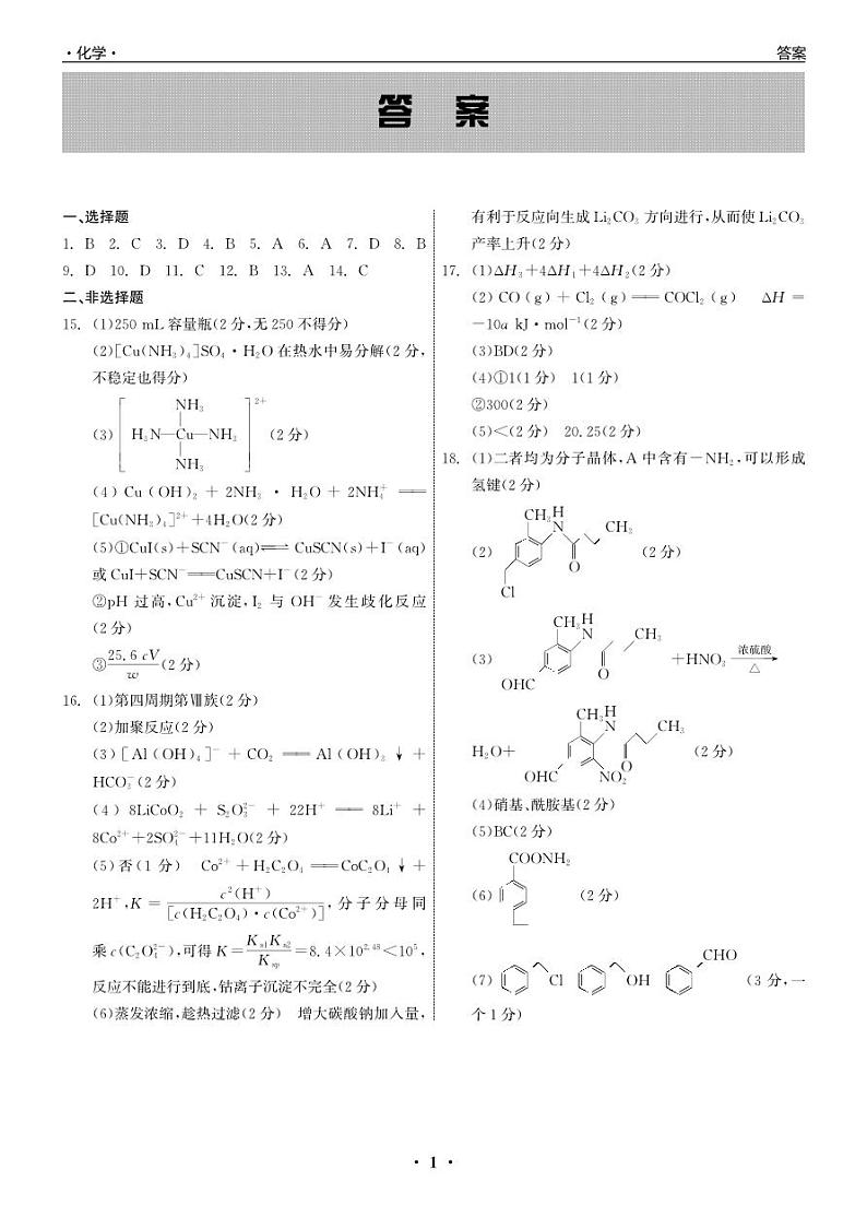 河北省邯郸市魏县2024-2025学年高三上学期开学考试化学试题01