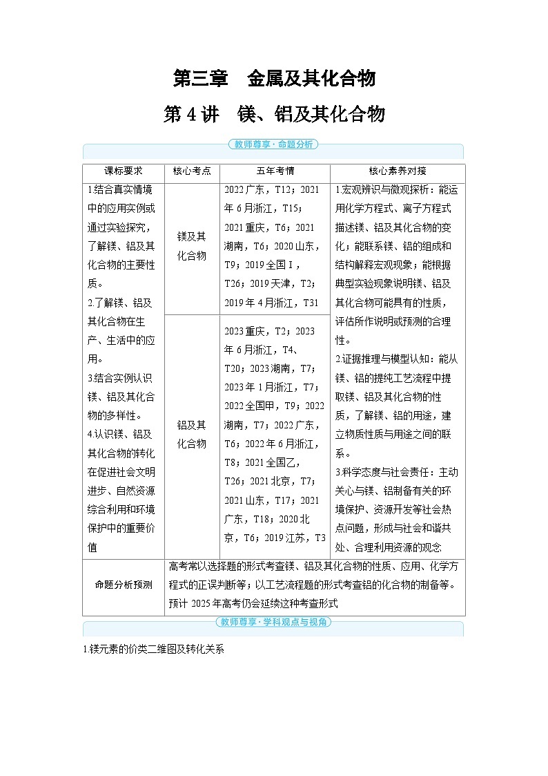 2025年高考化学精品教案第三章金属及其化合物第4讲镁、铝及其化合物01