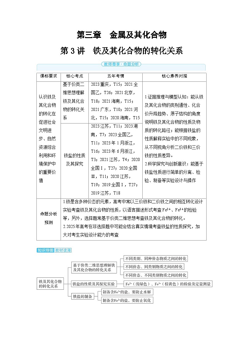 2025年高考化学精品教案第三章金属及其化合物第3讲铁及其化合物的转化关系01