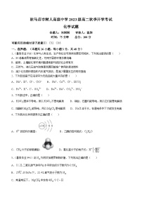 河南省驻马店市树人高级中学2024-2025学年高二上学期开学考试化学试卷(无答案)