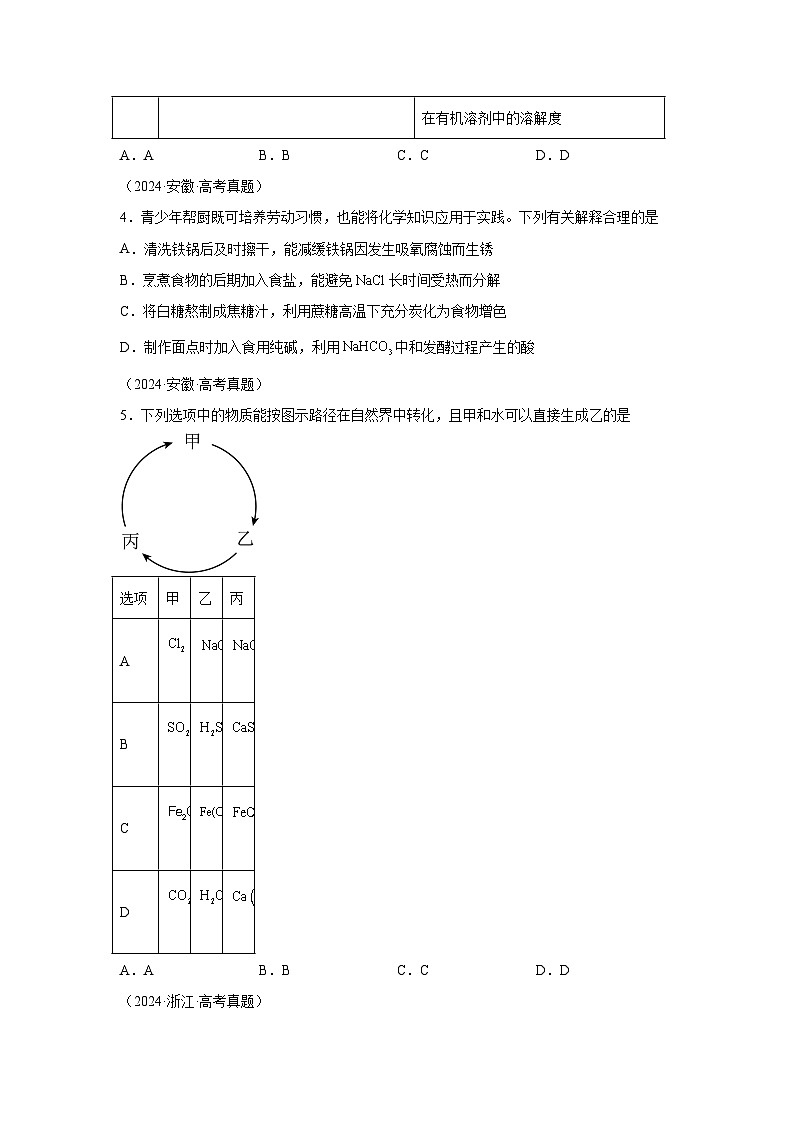 2024年高考化学真题分类汇编05元素及其化合物的性质与应用含解析答案02