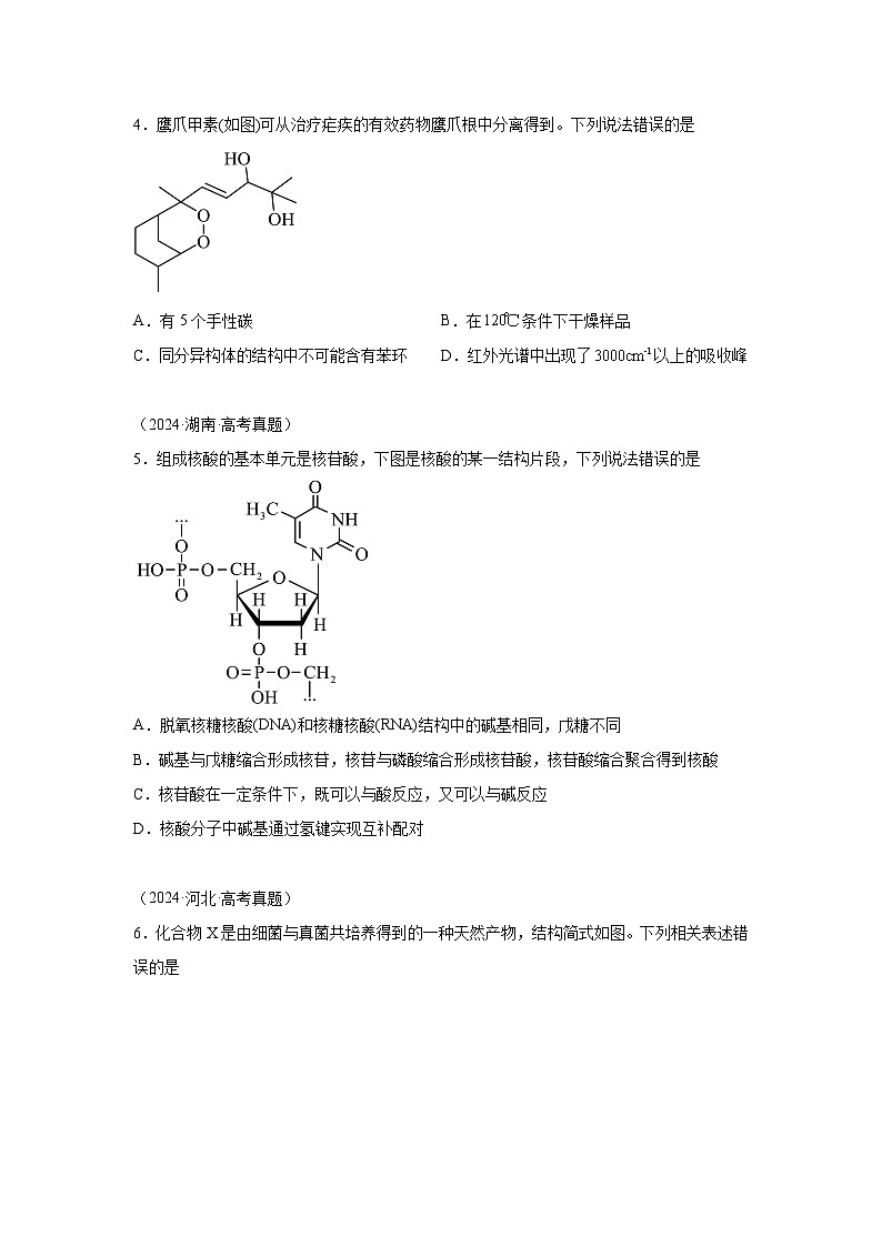 2024年高考化学真题分类汇编13有机化学基础含解析答案02