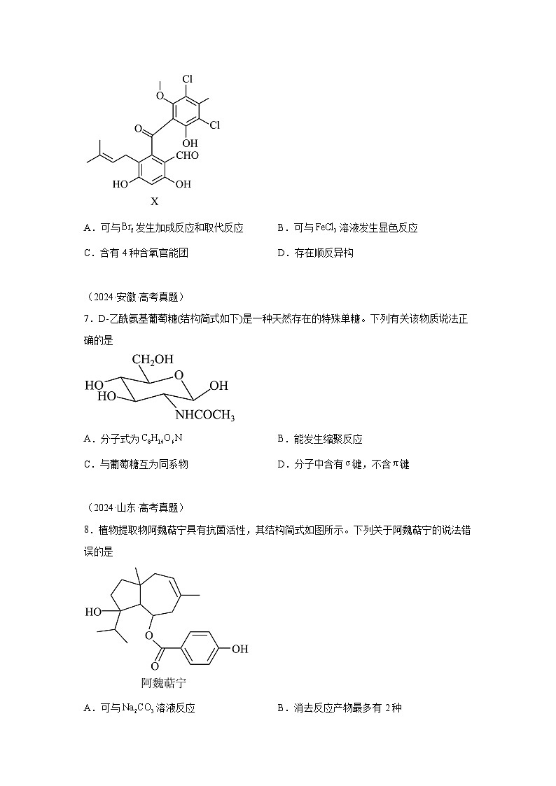 2024年高考化学真题分类汇编13有机化学基础含解析答案03