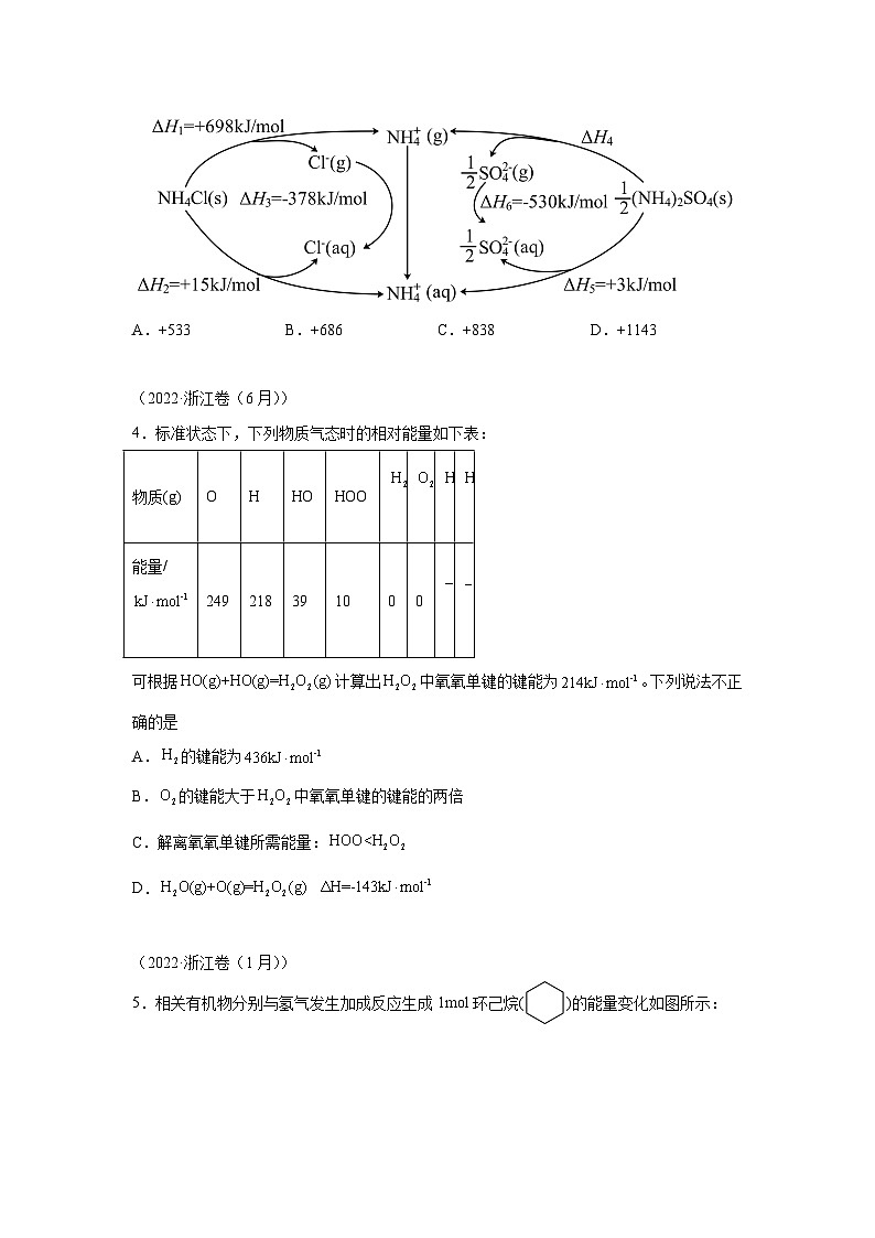 三年高考化学真题分类汇编（2022-2024）专题08化学反应中的能量变化含解析答案02