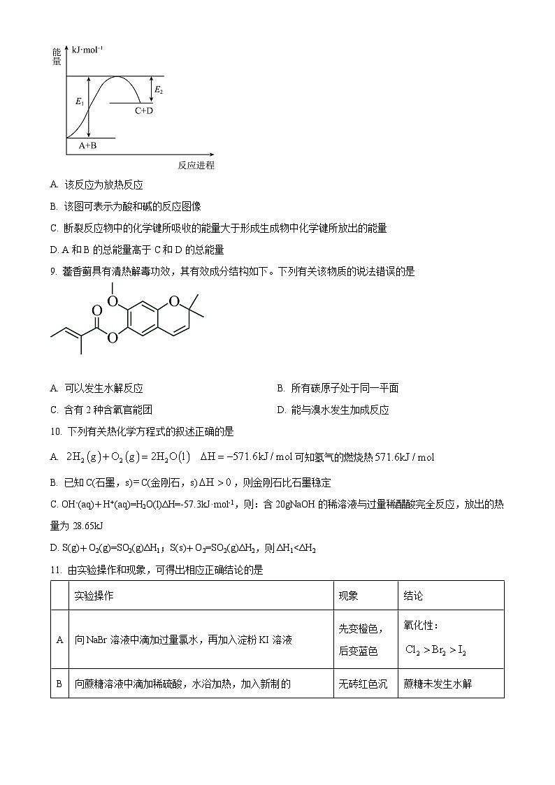 四川省凉山州宁南中学2024-2025学年高二上学期开学考试化学试题（原卷版+解析版）03
