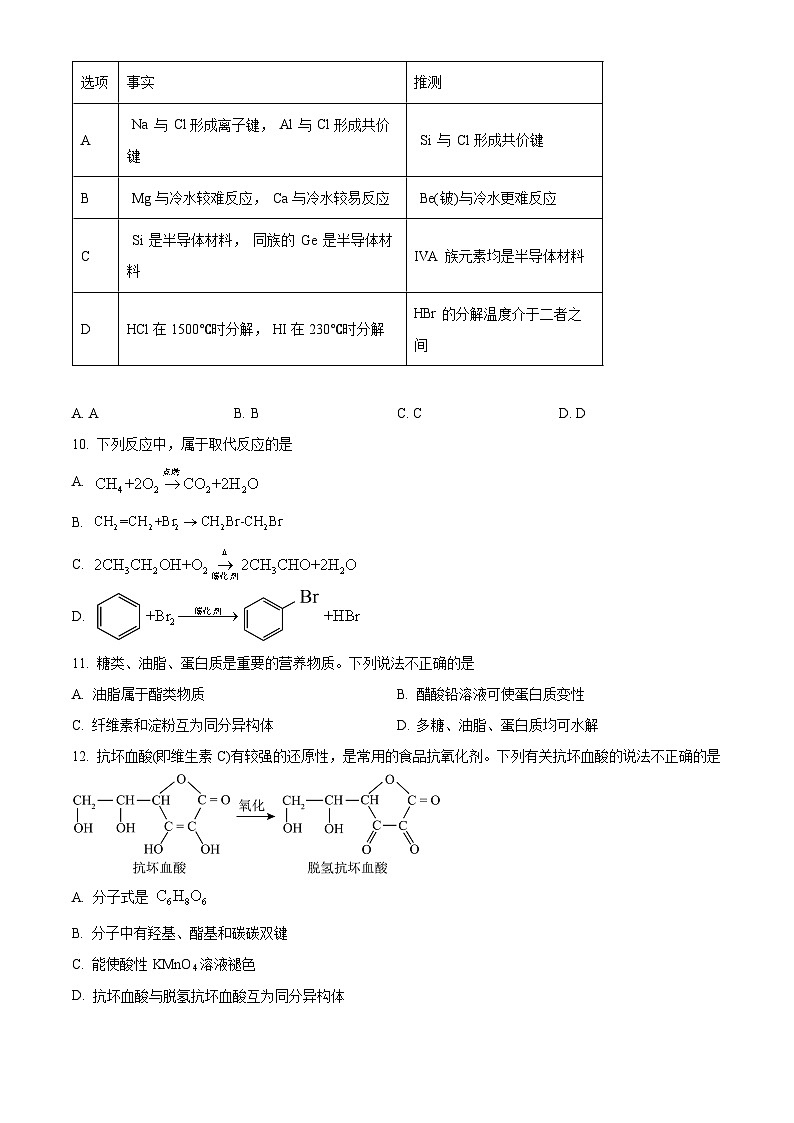 北京市房山区2023-2024学年高一下学期期末考试化学试题（Word版附解析）03