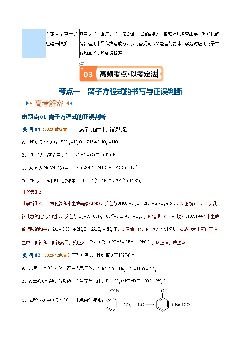 新高考化学二轮复习高频考点追踪练习专题03 离子反应（讲义）（2份打包，原卷版+解析版）03