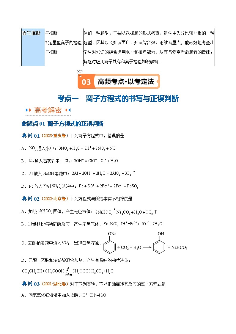 新高考化学二轮复习高频考点追踪练习专题03 离子反应（讲义）（2份打包，原卷版+解析版）03