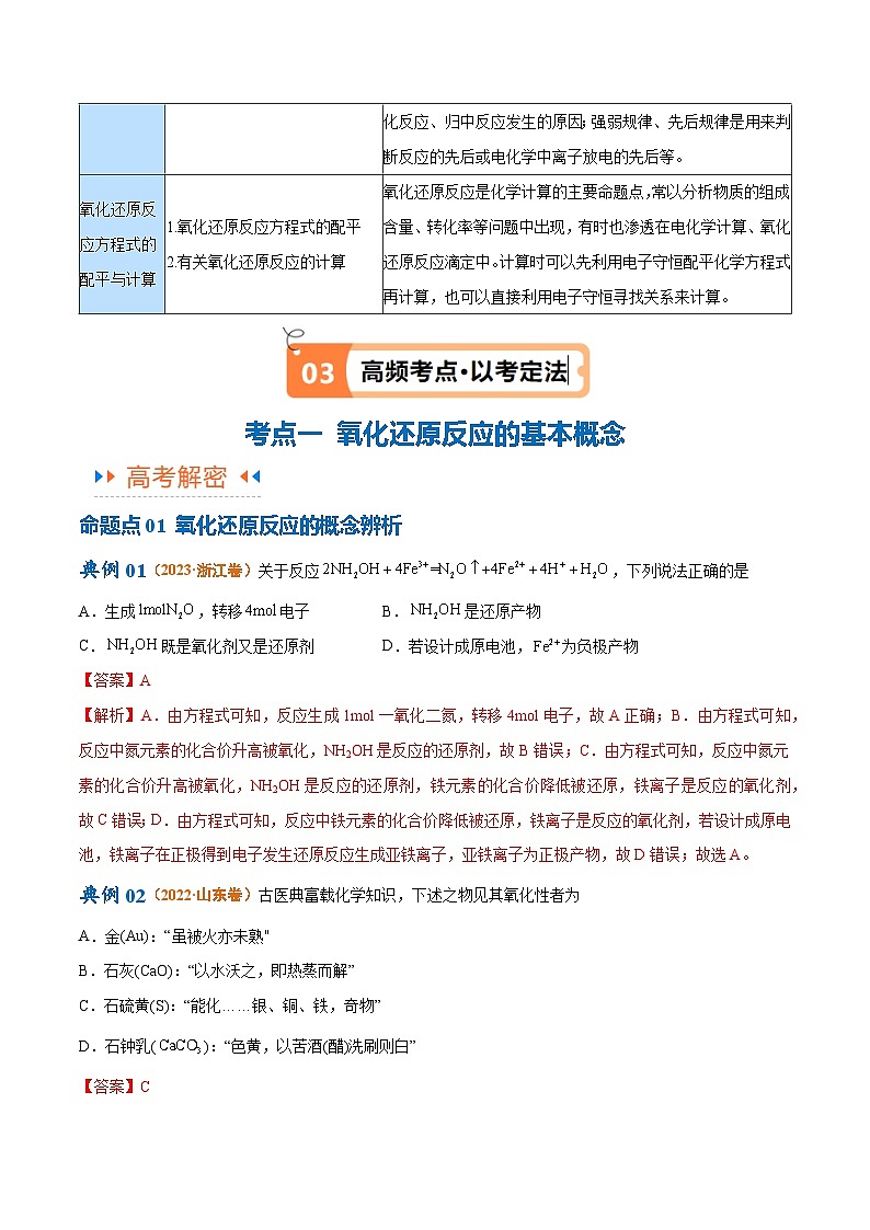 新高考化学二轮复习高频考点追踪练习专题04 氧化还原反应（讲义）（解析版）第3页