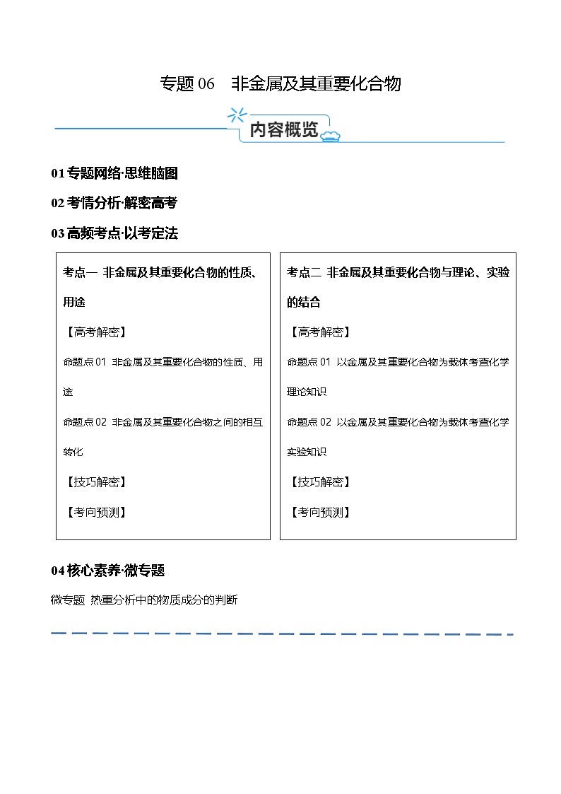新高考化学二轮复习高频考点追踪练习专题06 非金属及其重要化合物（讲义）（解析版）第1页