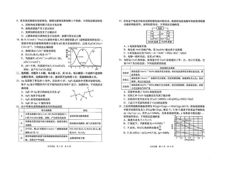 山东省青岛市2024年高三年级上学期9月期初调研检测 化学试题02