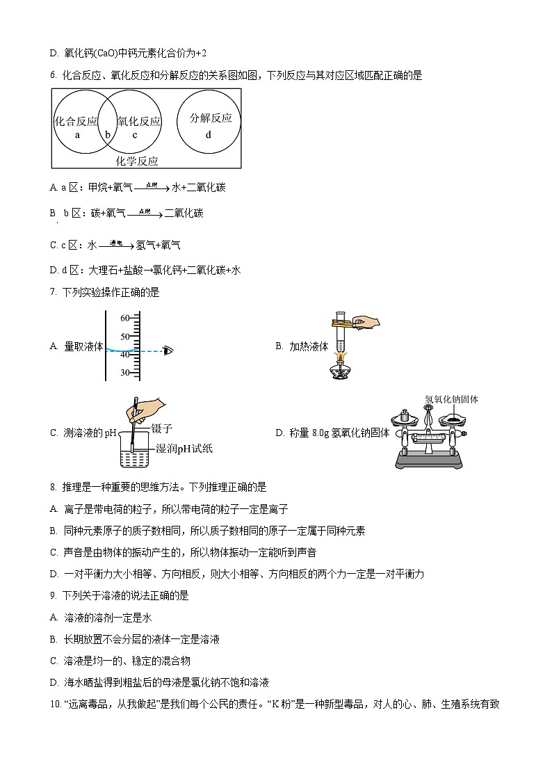 安徽省阜阳市颍上九中2024-2025学年高一上学期开学检测化学试卷（原卷版+解析版）02