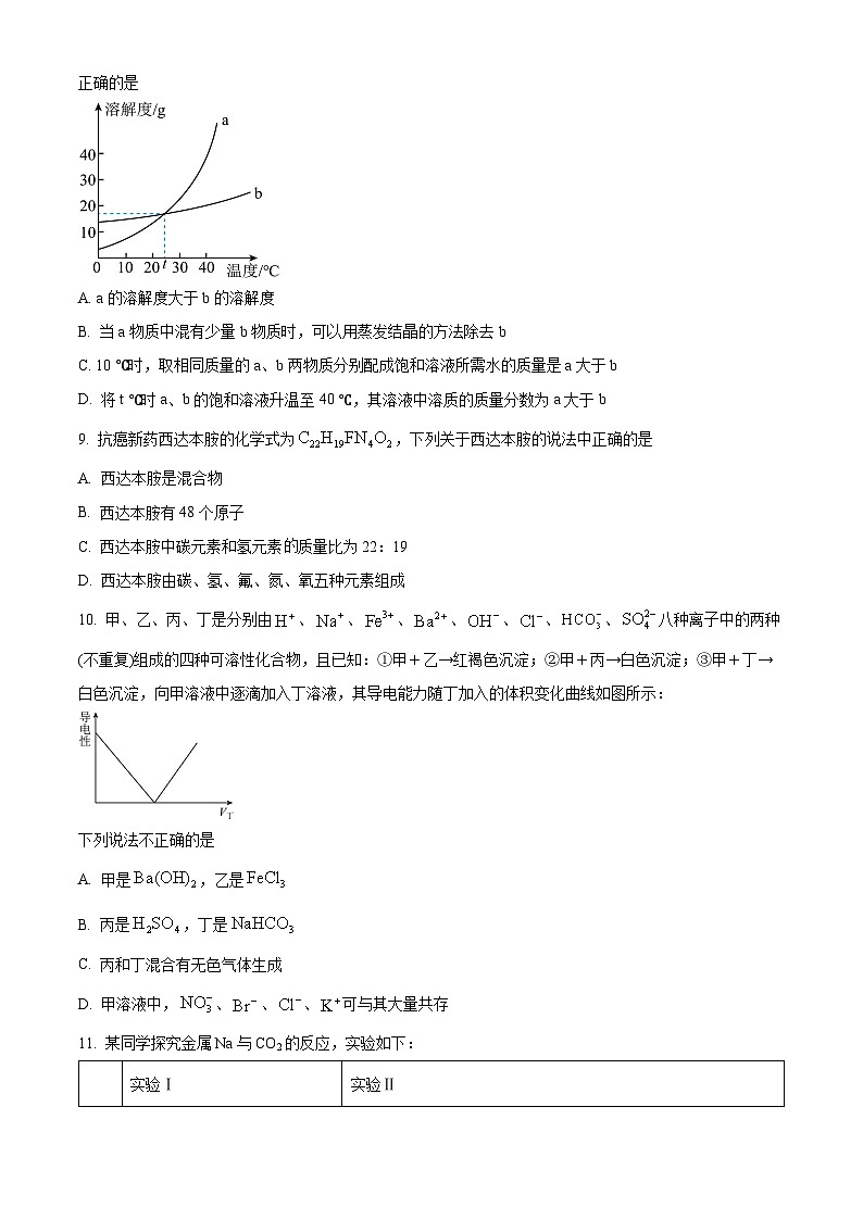 福建省漳州市部分区县高中2024-2025学年高一上学期开学考试化学试题（原卷版+解析版）03