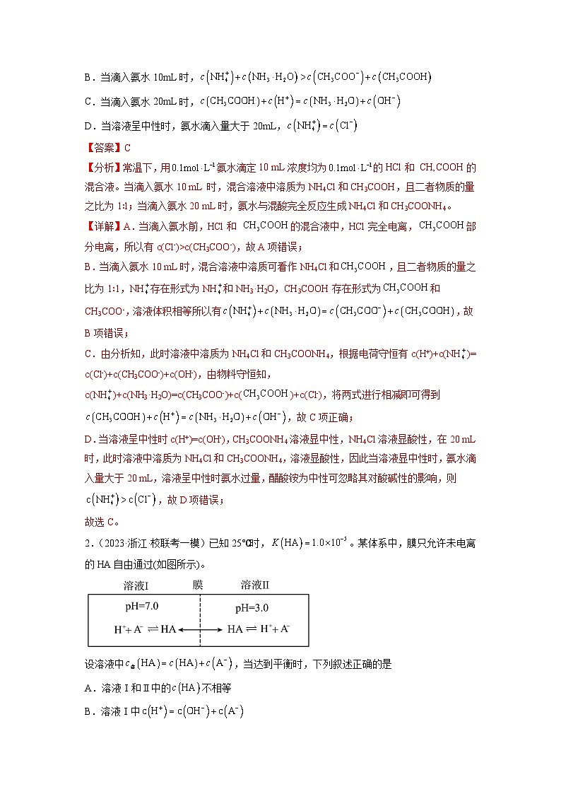 新高考化学二轮复习分层练习第14练 水溶液中粒子浓度的关系判断（2份打包，原卷版+解析版）02