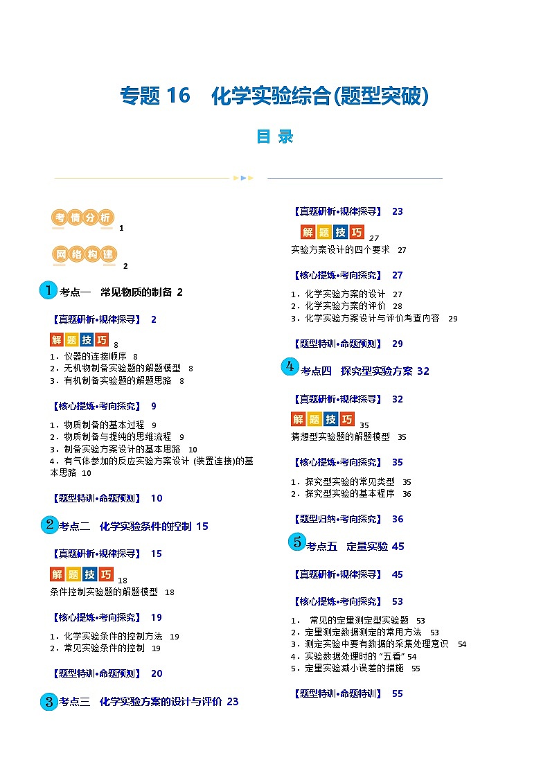新高考化学二轮复习讲与练 专题16  化学实验综合(题型突破)(讲义)（2份打包，原卷版+解析版）01