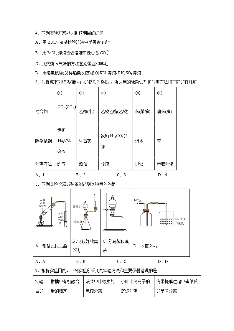 高考化学热点试题热点09物质的分离、提纯、检验与鉴别含解析答案02
