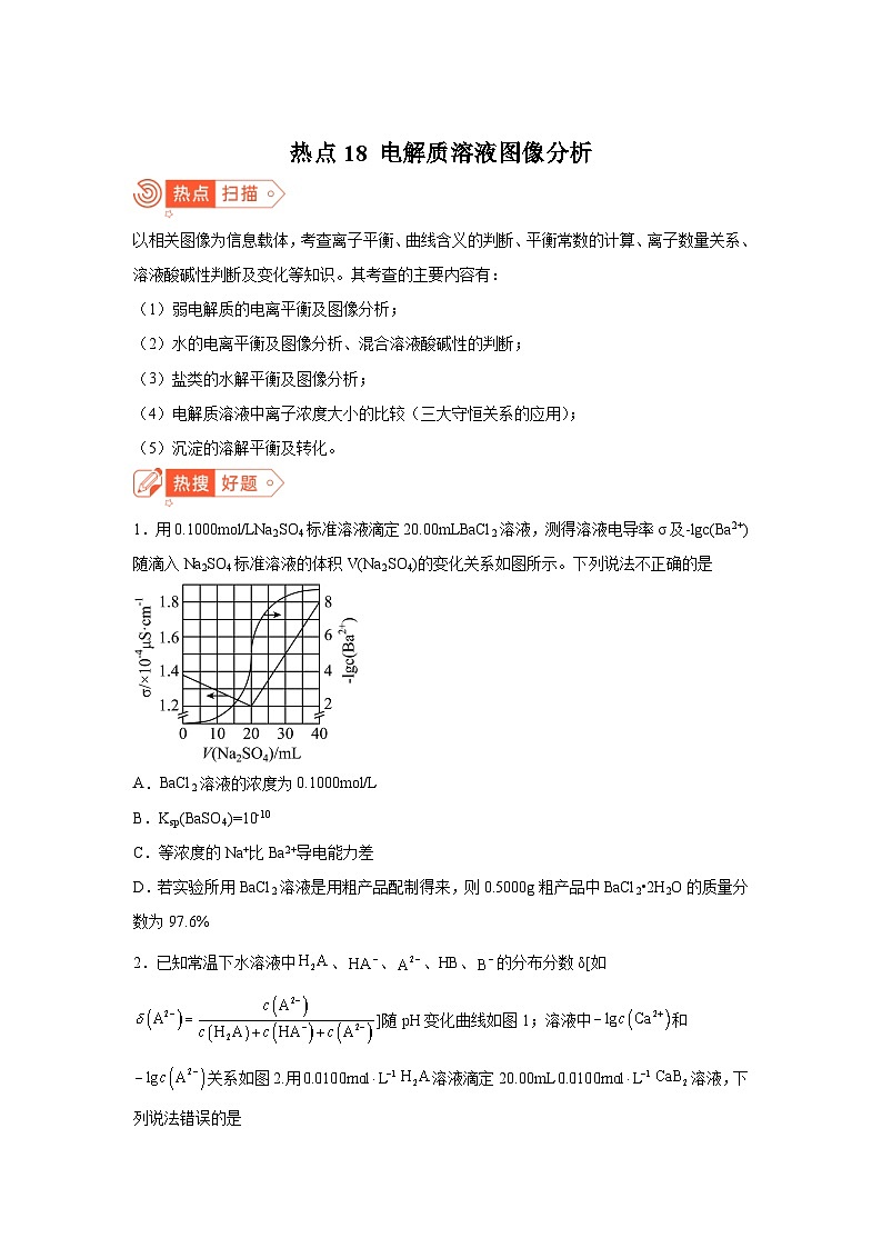 高考化学热点试题热点18电解质溶液图像分析含解析答案01
