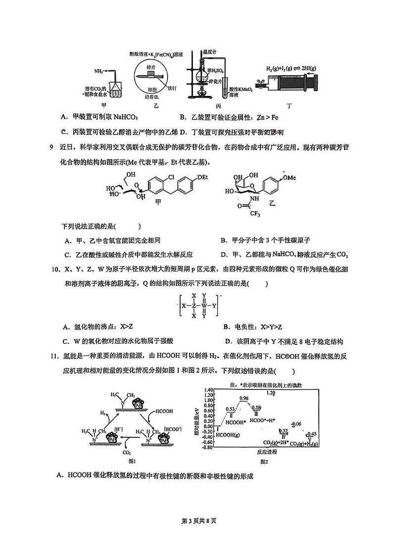 湖南省长沙市东雅中学2025届高三上学期摸底考试化学试题第3页