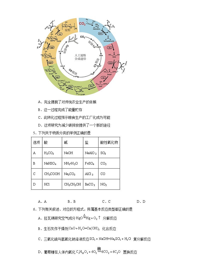 四川省内江市第一中学2023-2024学年高一上学期开学考试化学试题02