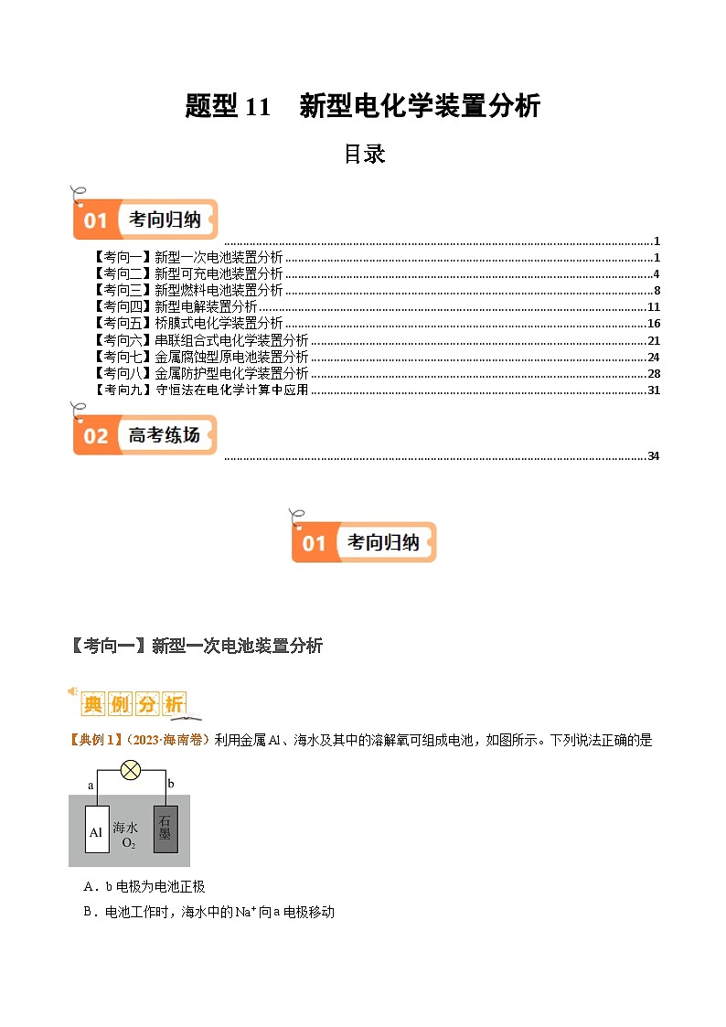 新高考化学二轮复习题型归纳与变式演练题型11 新型电化学装置分析（原卷版）第1页