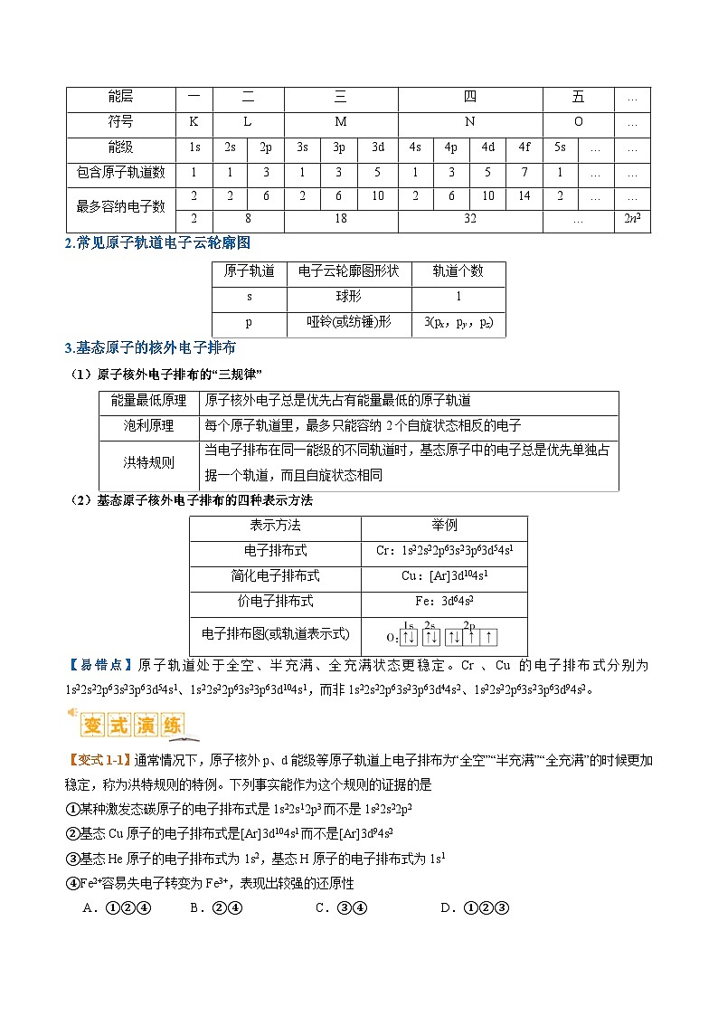 新高考化学二轮复习题型归纳与变式演练题型20 物质结构与性质基础 （原卷版）第2页