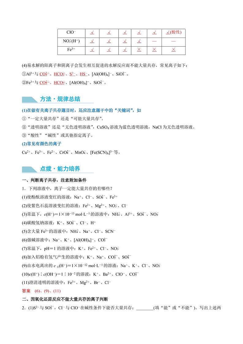 第06讲 离子共存、离子检验与推断-2025年高考化学大一轮复习卓越讲义（教师版）第2页