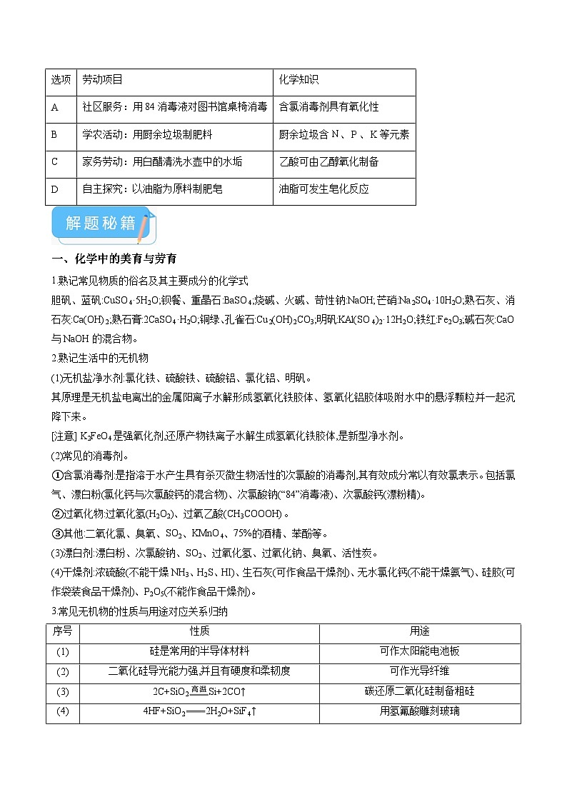 （广东版）新高考化学三轮冲刺强化练习 第4-6题 化学中的美育与劳育 有机化合物（原卷版）第3页