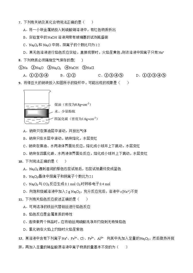 2.1钠及其化合物 同步练习 2024-2025学年高一上学期化学人教版（2019）必修第一册第2页