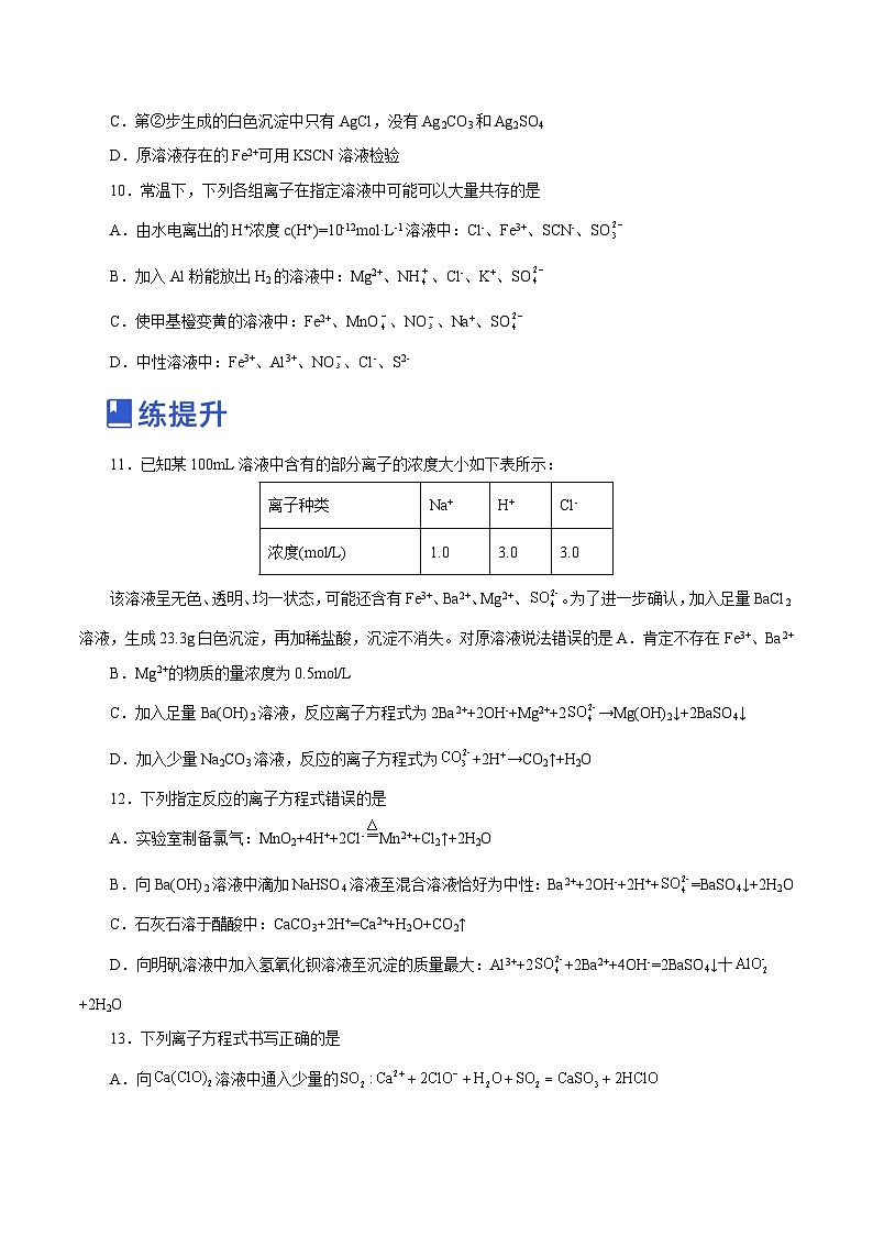 新高考化学一轮复习讲练测第02讲   离子反应（练）（解析版）03