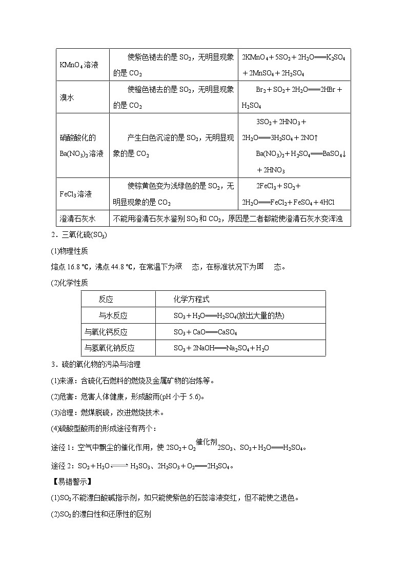 新高考化学一轮复习讲练测第11讲  硫及其化合物（讲）（解析版）03