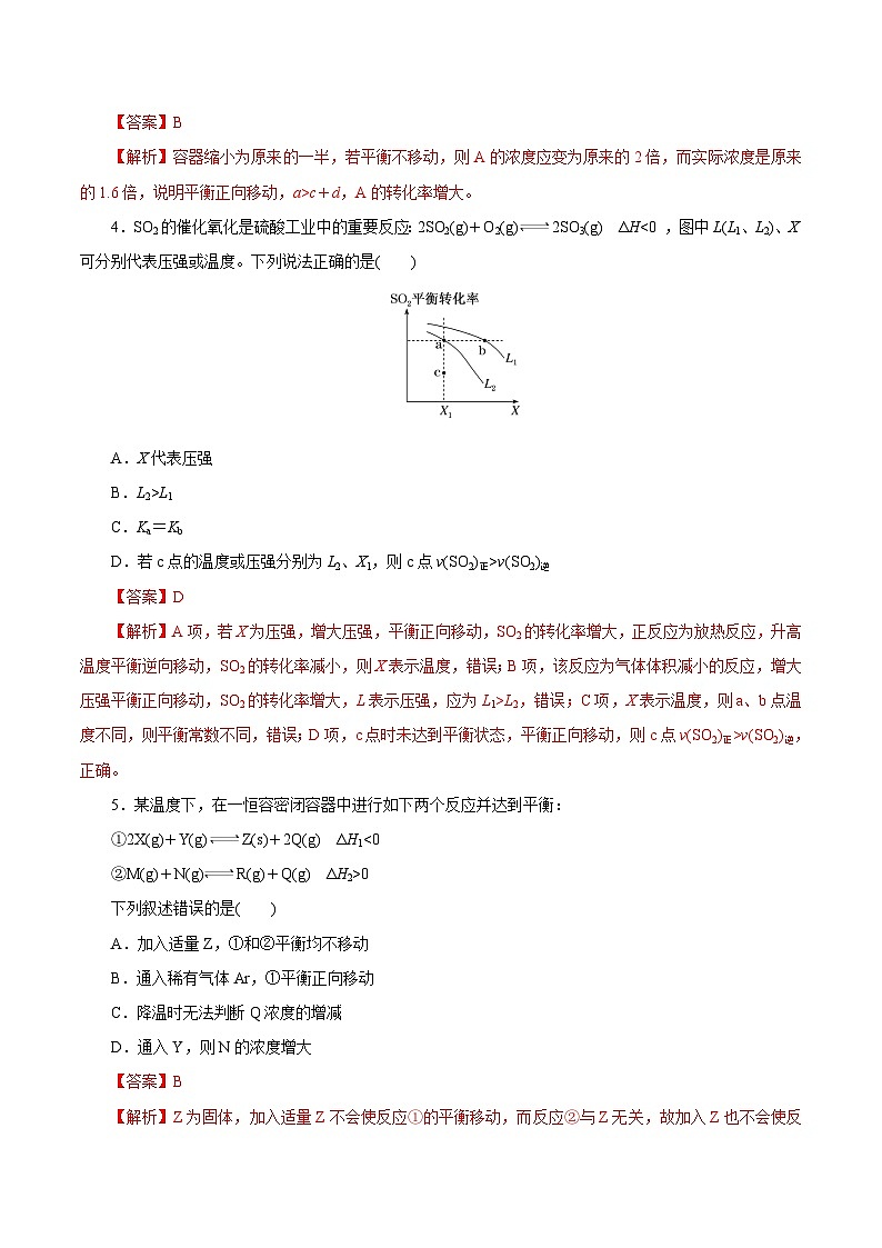 新高考化学一轮复习讲练测第19讲  化学平衡（练）（解析版）02
