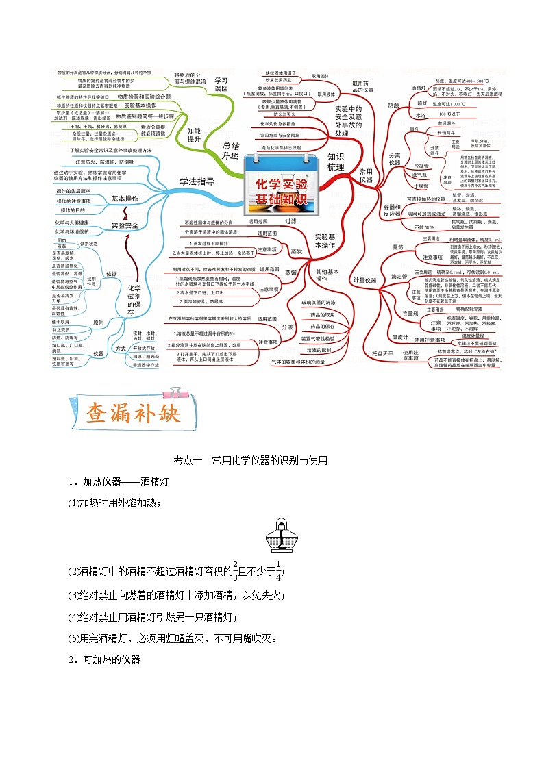 新高考化学一轮复习考点过关练考向34 化学实验常用仪器及基本操作（含解析）02
