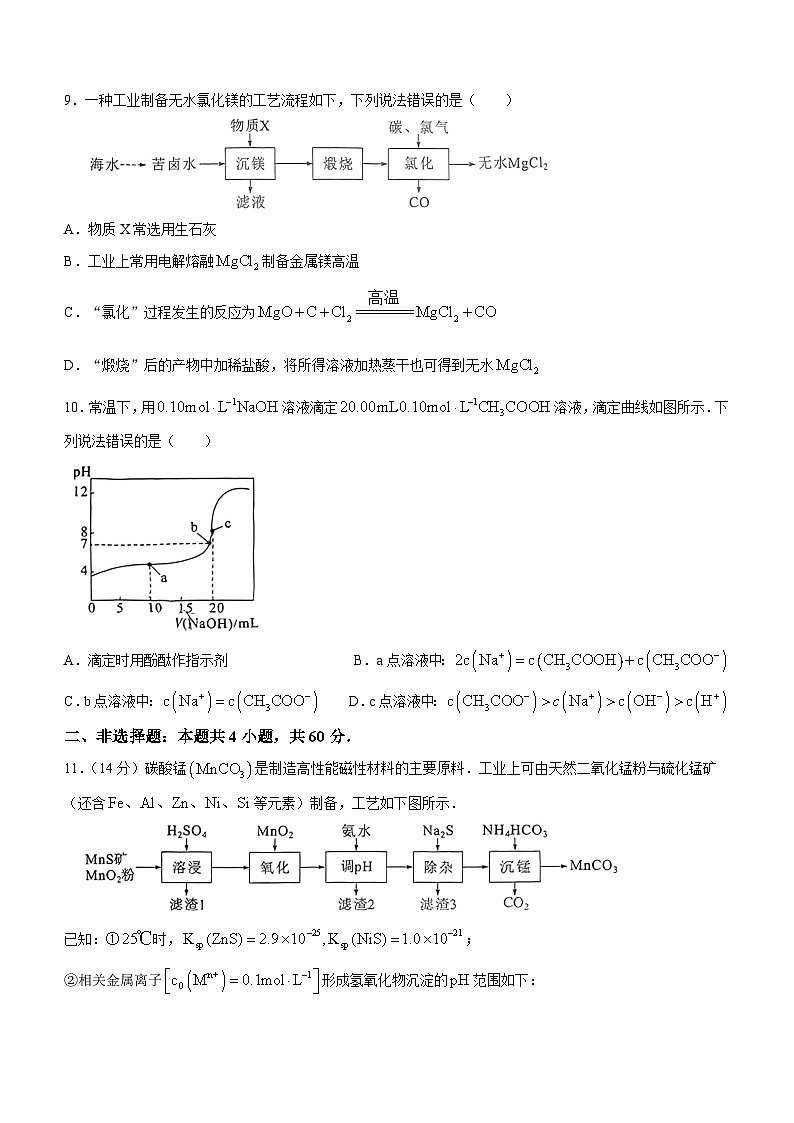 福建省漳州市2025届高中毕业版第一次质量检测（漳州一检）化学03