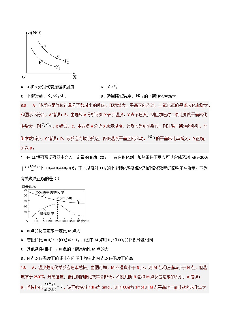 新高考化学二轮复习高频考点练习29 化学反应速率平衡图像（解析版）第3页