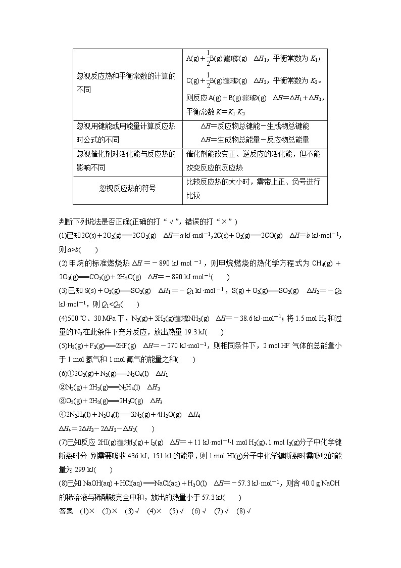 新高考化学二轮复习讲义 第2部分 回扣基础 规范答题  三、化学基本理论误区突破02