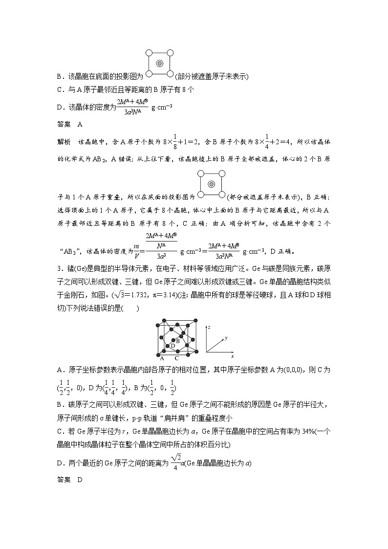 新高考化学二轮复习讲义 第3部分 考前特训 特色练7　晶体结构的分析应用02