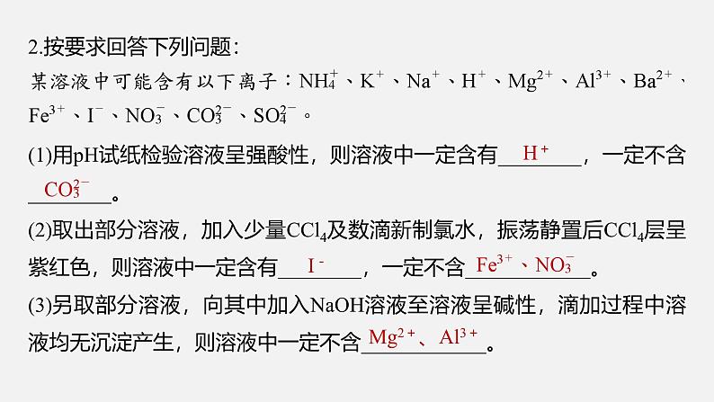 新高考化学二轮复习课件 第1部分 专题突破  专题4　离子共存与离子推断05