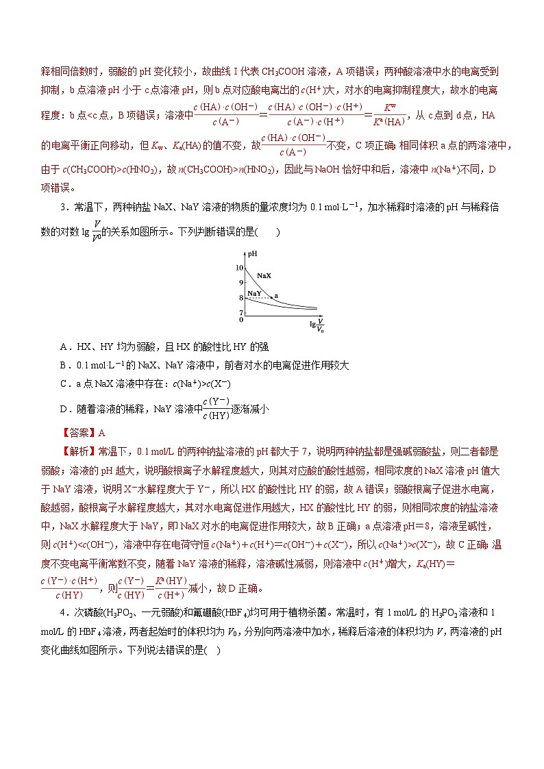 新高考化学二轮复习讲练测专题06  水溶液中的离子平衡（练）解析版第2页