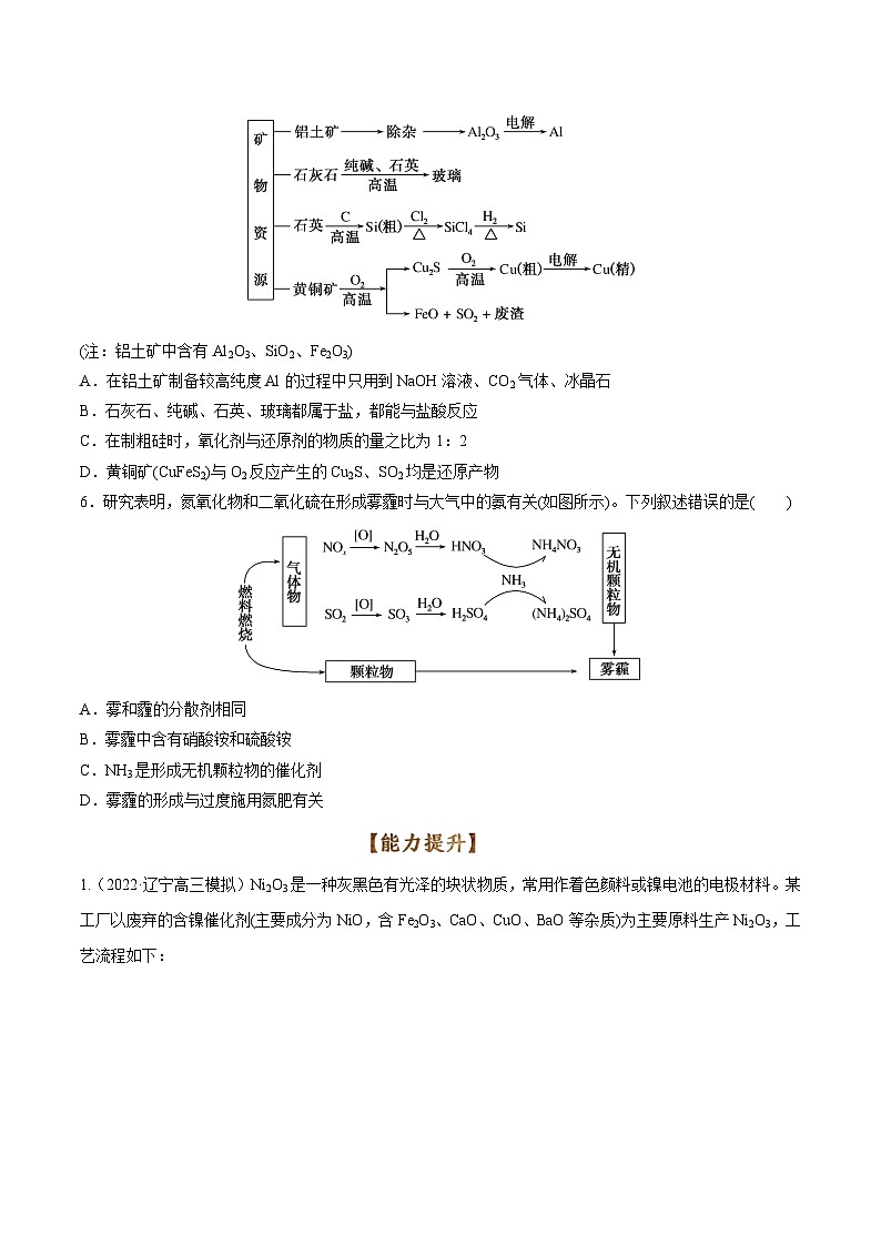 新高考化学二轮复习考点提升讲与练专题09 金属和非金属元素及其化合物（专练）（原卷版）第2页