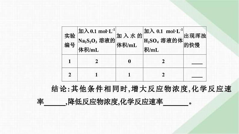 人教版高中化学必修第二册第六章化学反应与能量实验活动七化学反应速率的影响因素1课件05