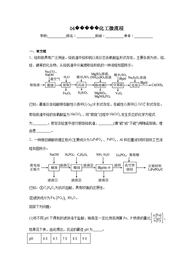 【查漏补缺】2025年高考化学复习冲刺过关（新高考专用）04化工微流程含解析01
