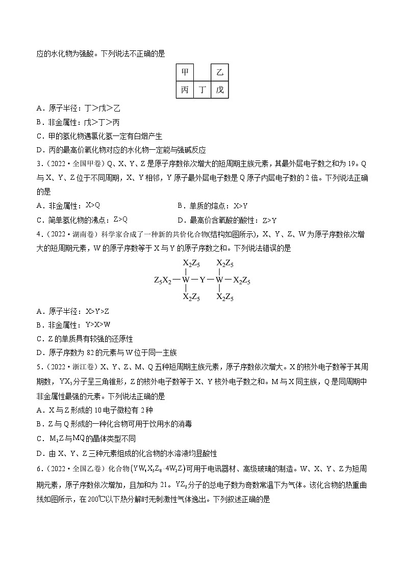 新高考化学二轮复习培优提升练习重难点10 “位、构、性”综合推断（原卷版）第2页