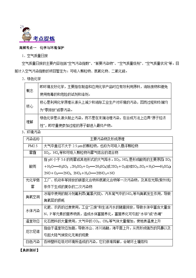 高考化学二轮复习讲练测专题01  化学与STSE（讲）（教师版）02